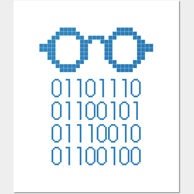 Binary Code Nerd Glasses Wall Art by Jay Spotting